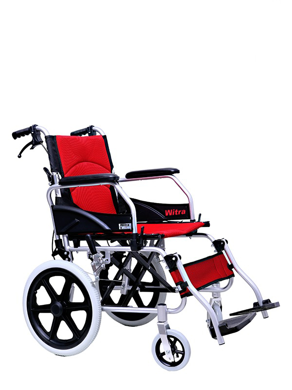 Witra Refakatçi Frenli Katlanabilir Tekerlekli Sandalye Kırmızı Renkli