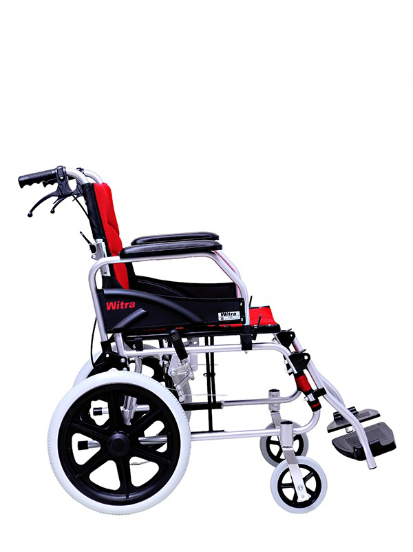 Witra Refakatçi Frenli Katlanabilir Tekerlekli Sandalye Kırmızı Renkli